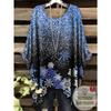 Summer Fashion Large Size Ice Blue Snow Dance Pattern Printed Swallow Tail Round Neck T-shirt, Accessories Not Included.