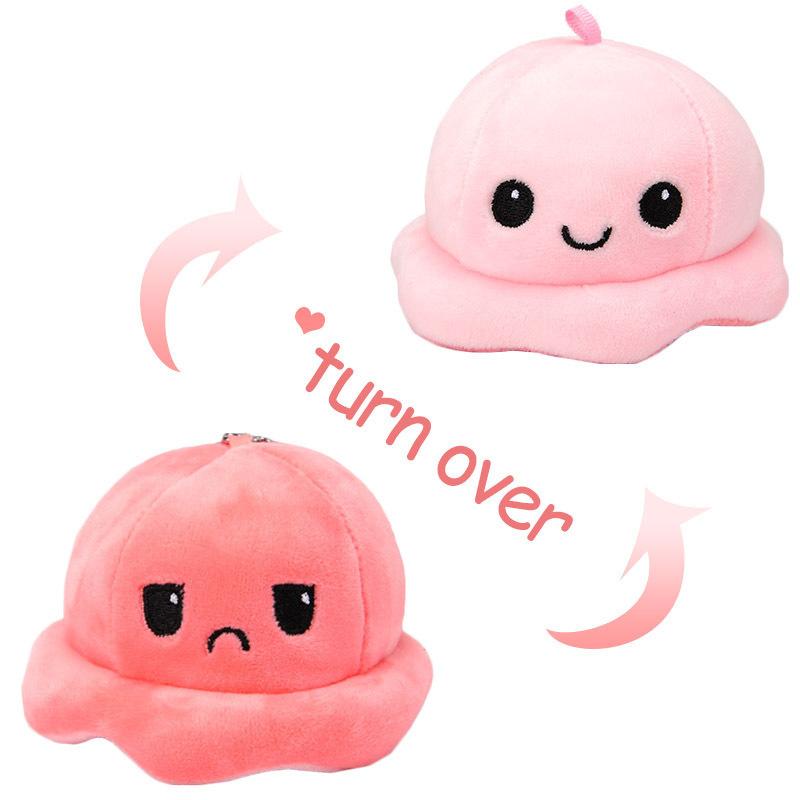 Creative Flip Face Change Octopus Small Pendant Doll Plush Toy Schoolbag Buckle Cute Couple Hanging Decoration