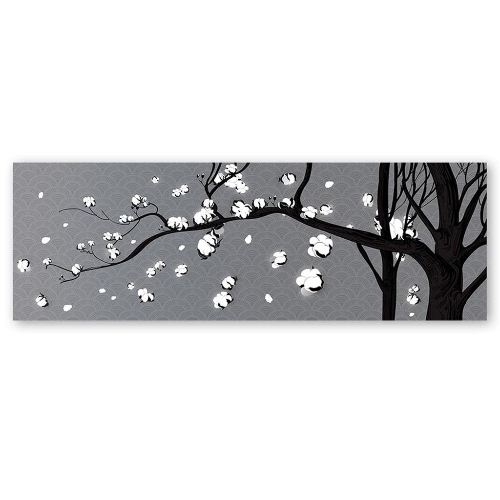 Les Trésors De Lily [A2327] - Vegetable Star Canvas 'Cotton Flowers' Gray White - 90x30 Cm