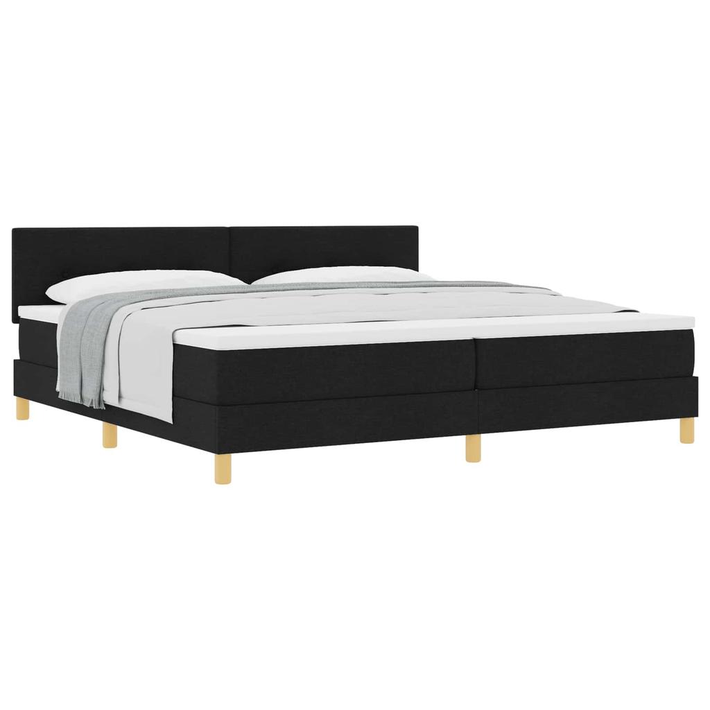 Box Spring Bed with Cushion Black 200 x 200 cm Fabric