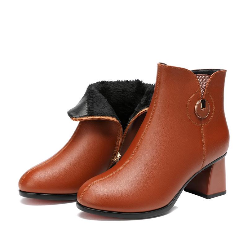 Мода Мода Осень Зима Новые толстые каблуки бархатные женские мягкие кожаные ботильоны удобные нескользящие челси современные короткие ботинки