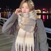 New Winter Faux Cashmere Ladies Scarf Wearable Blanket Thickened Warm Plaid Scarf High-end Korean Version Of Thickened Shawl