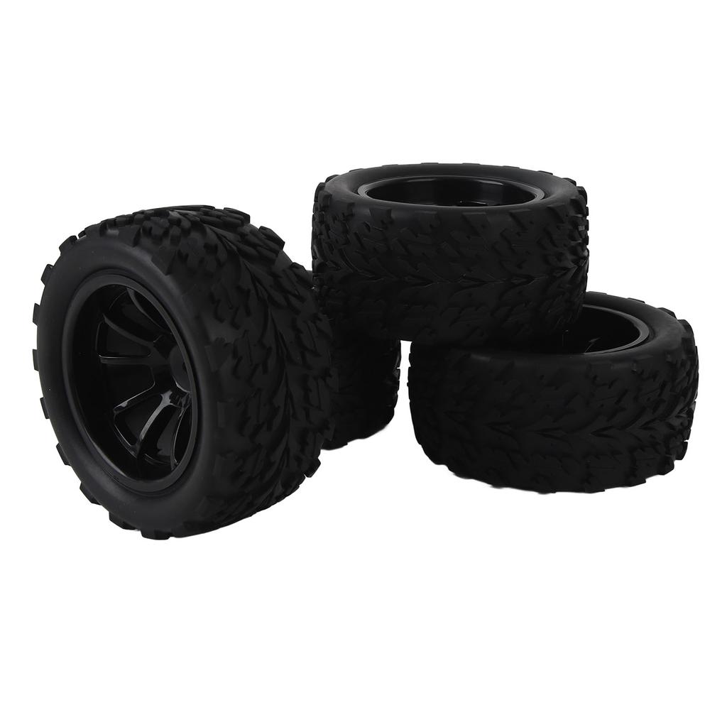 4pcs RC Car Wheels Tires Universal 10 Spoke Rims Rubber with M4 Lock Nut RC Car 1/10 Wheels Tires Fo