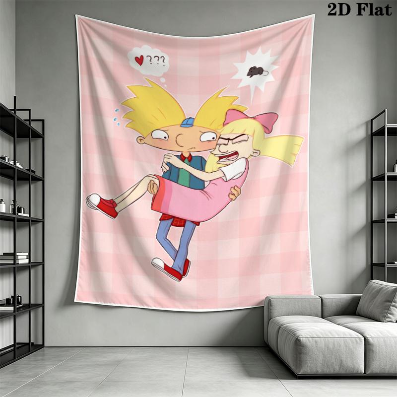 Hey Arnold Wall Tapestry Aesthetic Wall Hanging Printed Fabric Blanket Decorative Tapestries for Bedroom Living Room Home Decor