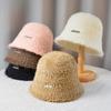 Versatile Fisherman Hat Solid Color Iron Logo Japanese Basin Hat Autumn Winter Plush Warm Ear Protection Bucket Hat Children's