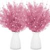 12Pcs Pink Christmas Tree Decoration Artificial Glitter Stems Xmas Tree Hanging Navidad Berry Flowers Gift New Year Home Decor