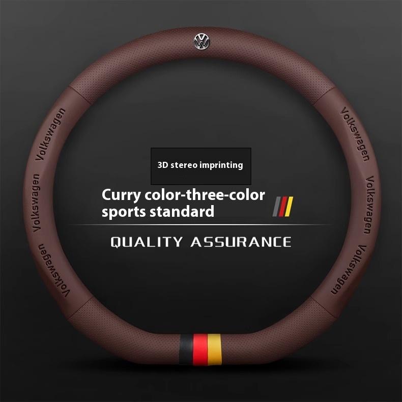 Car AntiSlip Leather Steering Wheel Cover For Volkswagen Magotan Passat Golf GTI Tiguan Touareg Polo Arteon Beetle T-ROC T-Cross