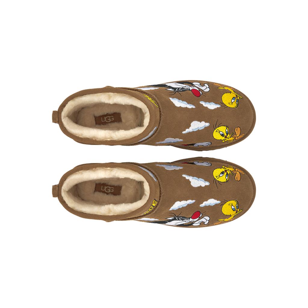Palace x Looney Tunes x UGG Classic Ultra Mini Boot Chestnut Unisex Sneakers Brown 1181891-CHE
