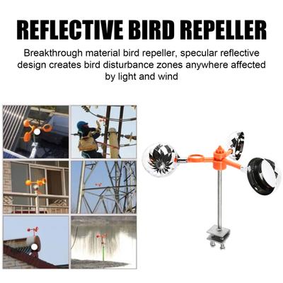 Светоотражающий отпугиватель птиц Отпугиватель голубей Отпугиватель птиц с металлическим столбом Простая установка На открытом воздухе Безвредный контроль над птицами Роторный отпугиватель птиц