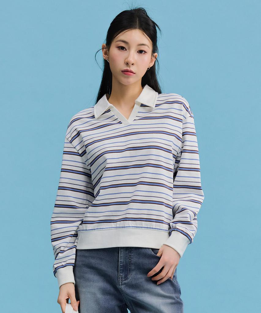 CHASECULT Women'S Striped Open Collar T-Shirt-Farg5166B0A