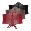 Women Corset Elastic Waistband Lace-up Wide Belt Solid Color Imitation Leather Outfits Dresses Tops Waist Cincher