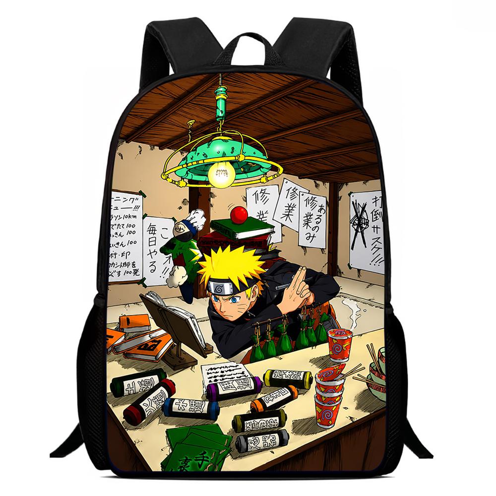 Рюкзак NARUTO Anime 15 дюймов с регулируемыми лямками, легкий школьный рюкзак для повседневного использования для мальчиков и девочек 6-10 лет