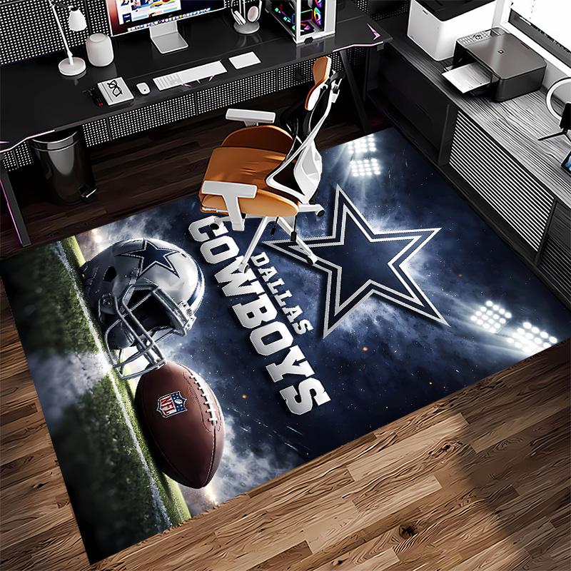 Dallas Cowboys Print Area Rug - Soft, Washable Non-Slip Indoor Mat for Office Chairs, Living Room, Home Office Decorative Rug