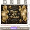 2D flat banner, black and gold color scheme for 80th birthday party banner