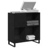 Vinyl Record Cabinet Black Oak Effect 85 x 38 x 89 cm
