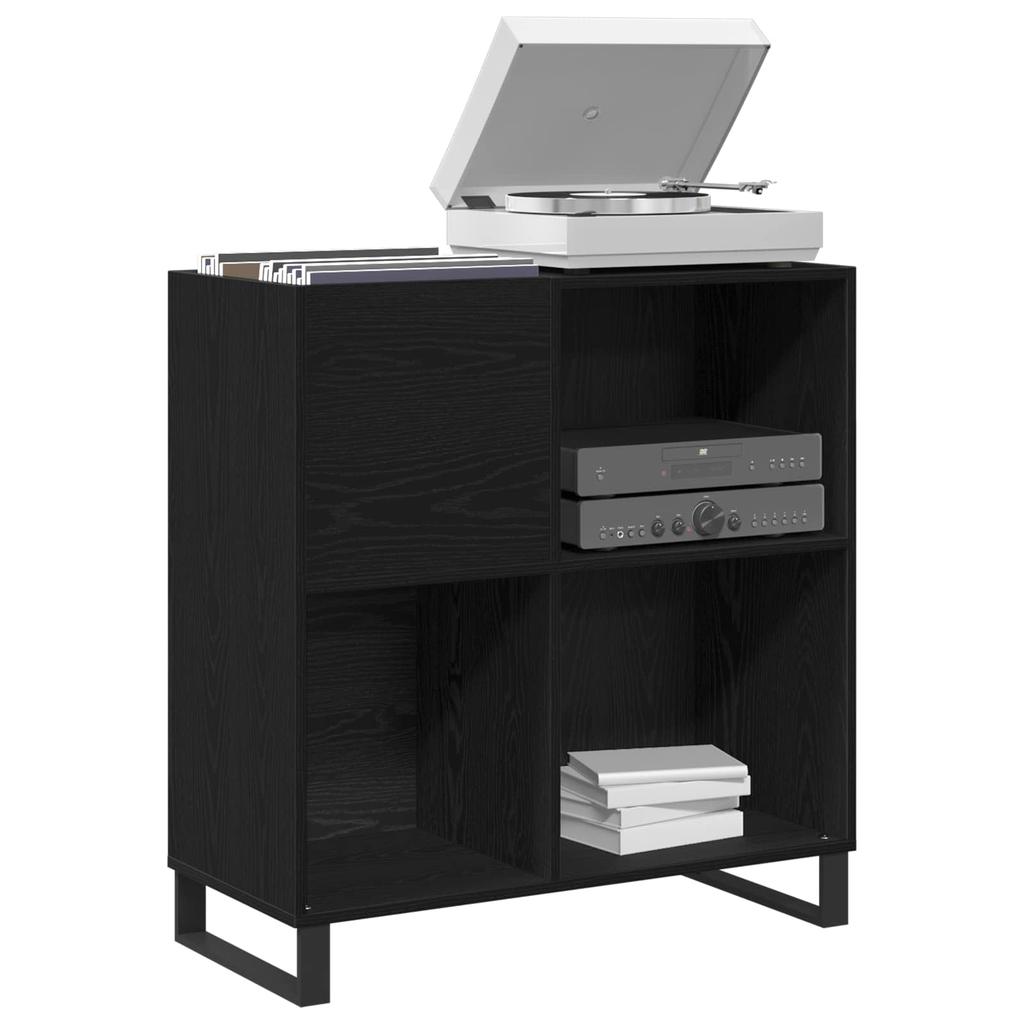 Vinyl Record Cabinet Black Oak Effect 85 x 38 x 89 cm