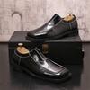 Fashion Fashoin New Arrival  Men Pointed Black Slip On Casual Leather Shoes Male Novelty Loafers Wedding Dress Formal Flats Footwear
