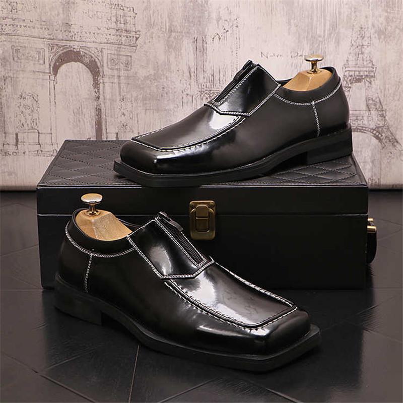 Fashion Fashoin New Arrival Men Pointed Black Slip On Casual Leather Shoes Male Novelty Loafers Wedding Dress Formal Flats Footwear