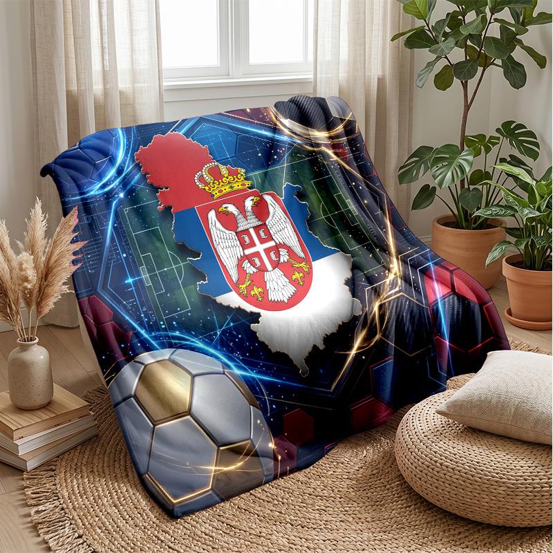 Serbia Printed Flannel Blanket Skin Friendly Warm Decorative Throw for Indoor Couch Bed Daily Use