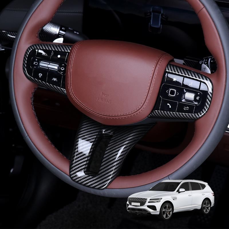 Carbon Fiber Steering Wheel Handle Frame Cover Trim Accessories For Genesis GV80 2025 2026 Car Tuning Supplies
