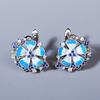 Exquisite Earrings for Women Pure Fashion Blue Flower Trendy Gift Party Fine Jewelry Handmade Enamel Wedding Bridal Jewelry