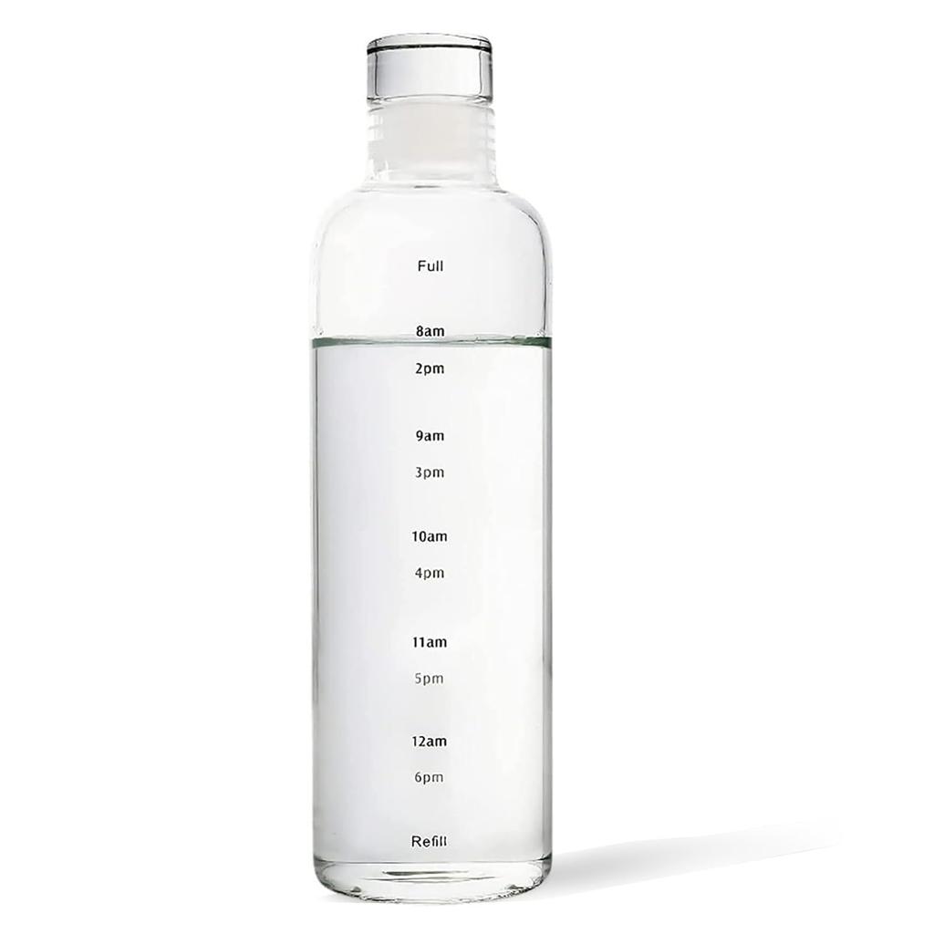 Стеклянная бутылка для питьевой воды 500 мл с отметкой времени Для взрослых и для горных детей, легкая и портативная, не содержит бисфенол-А,