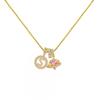 Copper Pendant Necklace With Zircon Stone Alphabet Charms Floral Design Personalized Letter Jewelry
