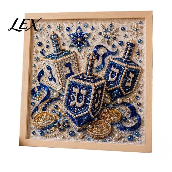 Beginner Friendly Craft DIY Hanukkah Pearl Art Kit, 3D Mosaic Bead Set, Creative Indoor Garden Decor Ritual Activity Making Kit for Traditional