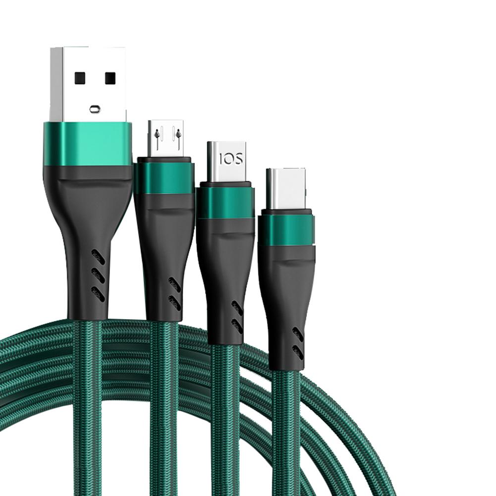 100 Вт 6A 3-в-1 USB-кабель, кабель для быстрой зарядки, многофункциональный зарядный шнур, USB-шнур, адаптер, плетеный провод для мобильного телефона, планшета, ноутбука