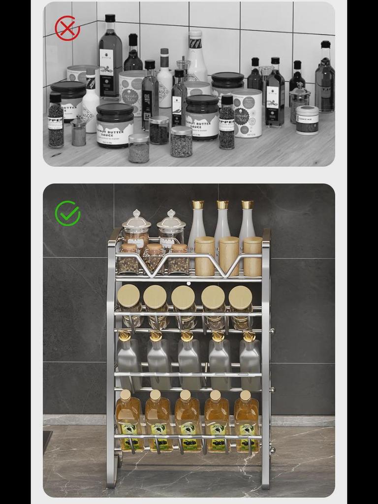 Multi-Layer Stainless Steel Kitchen Spice and Pot Rack