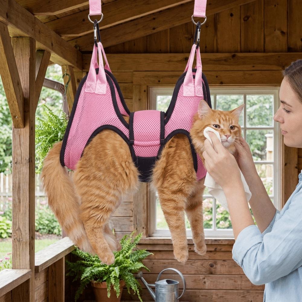 Anti Scratch Pet Nail Trimming Hammock Adjustable Cat Restraint Sling Pet Grooming