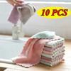10pcs Kitchen Cleaning Rag Double-Sided Dish Washing Cloth Strong Absorbent Scouring Pad Dry and Wet Kitchen Towel