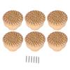 6pcs Round Drawer Knobs Wood Rattan Woven Handmade Drawer Pulls Door Knobs for Kitchen Bedroom