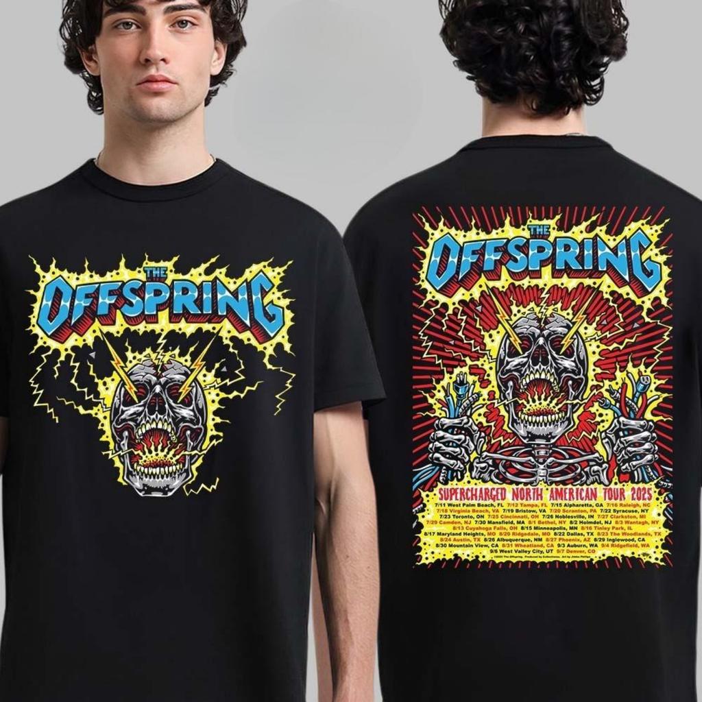 Горячий The Offspring Supercharged Worldwide В 2025 году Мерч Япония и Австралия Даты тура Двусторонняя унисекс футболка
