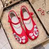 New Women's Embroidered Shoes Single Shoes Flower Cloth Shoes Women's Cheongsam Shoes Shoe Buckle White Red Black Shoes Matching