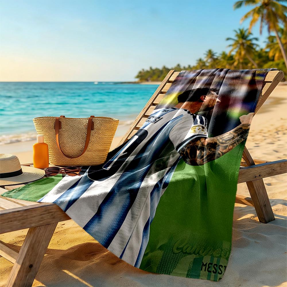 Messi Beach Towel Soft Durable Quick-Dry Comfortable Lightweight Ideal for Travel, Outdoor, Swim, Pool, Yoga, Surf, Camping, Hiking, Gym, Gift, Holida