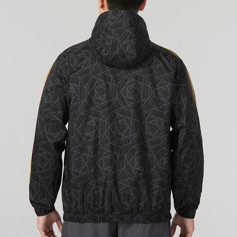 Adidas Спортивная куртка с капюшоном с боковой полосой, мужская верхняя одежда, черная IA8526