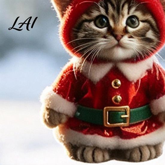 Cute Kitten Holiday Gifts Santa Cat Christmas Ornament Acrylic Car Mirror Hanging Decor with Rearview Accessories Reindeer Antlers 2D Bag Charm for