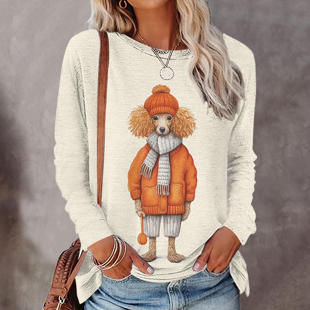 Осенние/зимние футболки с длинным рукавом для женщин с забавным принтом животных, женские кавайные свитера с круглым вырезом, женская одежда, модные топы, новые