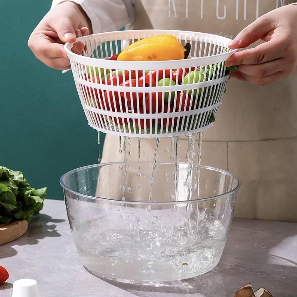 Plastic Manual Salad Spinner Hand-Cranked Salad Spin Dryer Salad Preparation