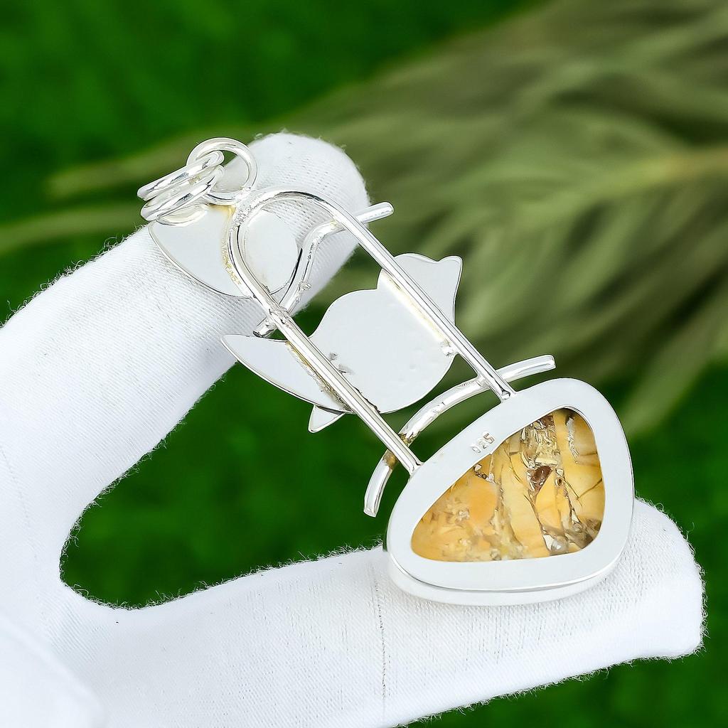 Wedding Gift For Her 925 Silver Natural Brecciated Mookaite Gemstone Pendant