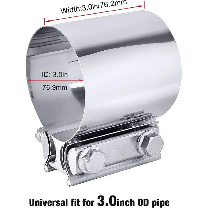 4/8pcs 3 Inch Butt Joint Exhaust Band Clamp Muffler Sleeve Coupler Stainless Steel