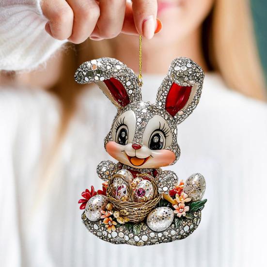 1/3 шт. Подвеска в виде пасхального кролика 2D плоский акриловый брелок милый кролик форма автомобиль