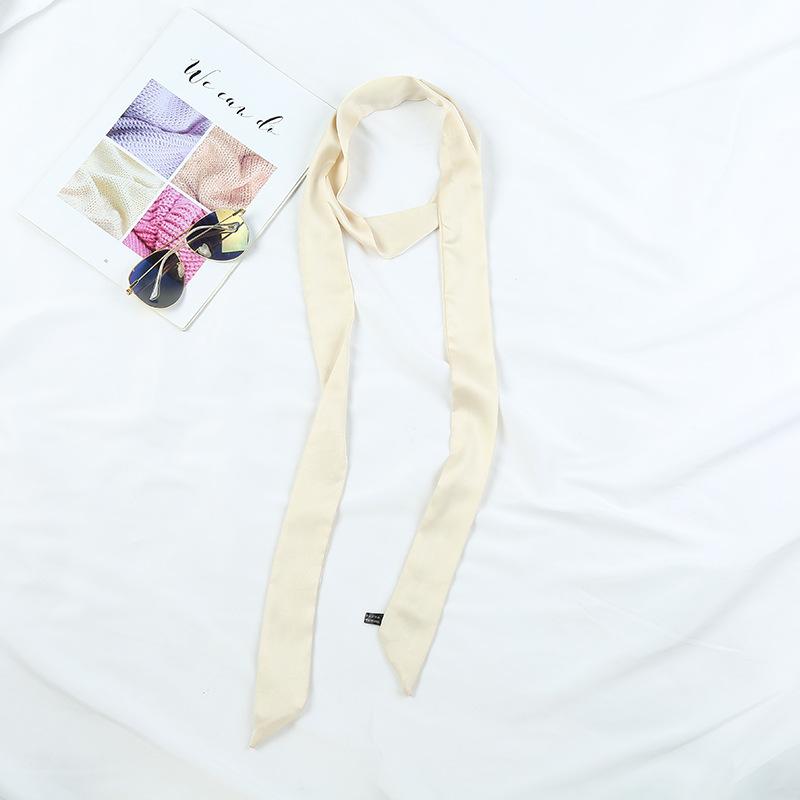 New Solid Color Slender Narrow Long Scarf Tied Bag Handle Scarves Small Satin Ribbon Decorative Bag Skinny Scarves