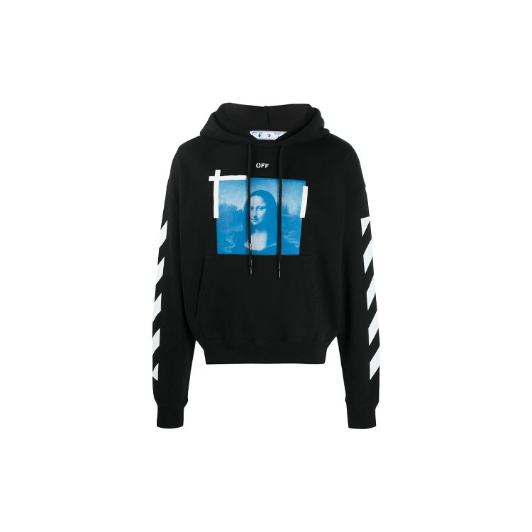 Off-White Синие черные мужские топы с капюшоном Monalisa OMBB037R21FLE0011001