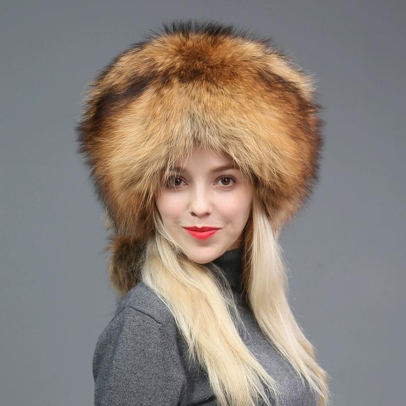 Меховая Шапка Женская Зимняя Корейская Версия Тренд Енот Шерсть Защита Ушей Лиса Шерсть Шаль Шляпа Уличная Теплая Берет Бутон