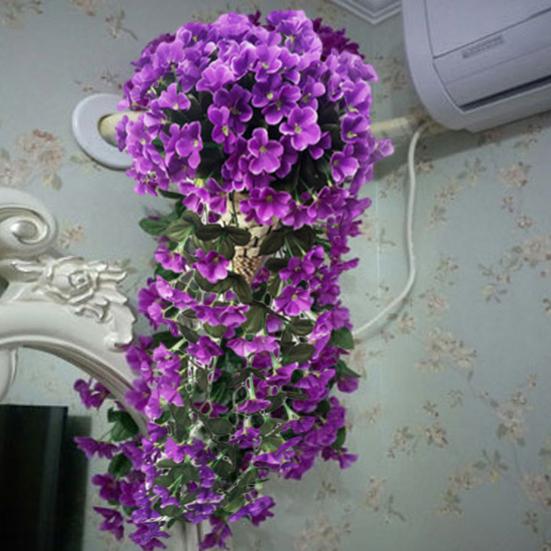Yousheng Artificial Hanging Violets Faux Violets with Long Vines Realistic Fake Flowers for Home Wall Window Box Wedding Outdoor Garden Arch