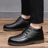 Мужские теплые ботинки модные бархатные кожаные хлопковые туфли на толстой подошве высокие хлопковые зимние ботинки деловые кожаные ботильоны мужские