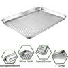 1 Set Stainless Steel Baking Tray with Mesh Rack Heavy Duty Non-stick Heat Resistant Food Grade Rectangle Bakeware Kitchen Supplies