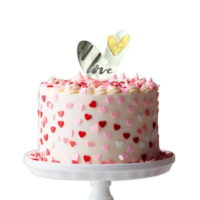 5 шт. Украшение для десерта Love You Cupcake Topper Свадебная вечеринка в форме сердца Подарок на день рождения Золотой акриловый торт Topper